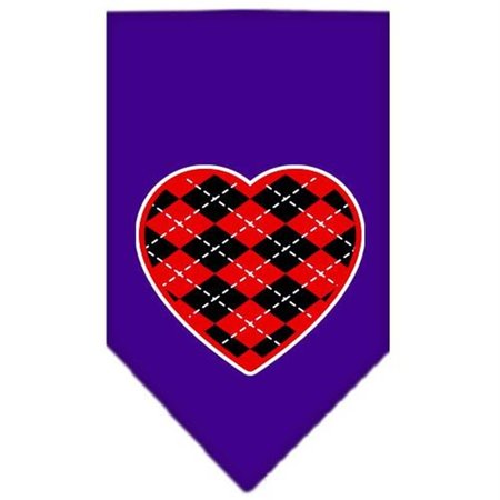 UNCONDITIONAL LOVE Argyle Heart Red Screen Print Bandana Purple Large UN851608